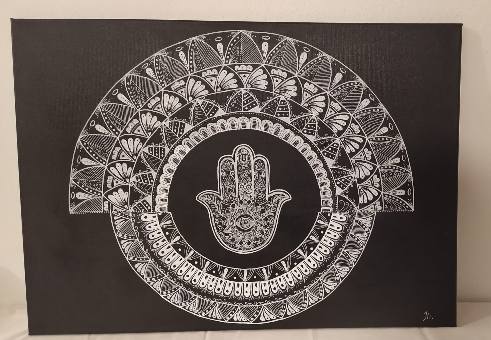 Obraz Mandala hamsa černo-bílá